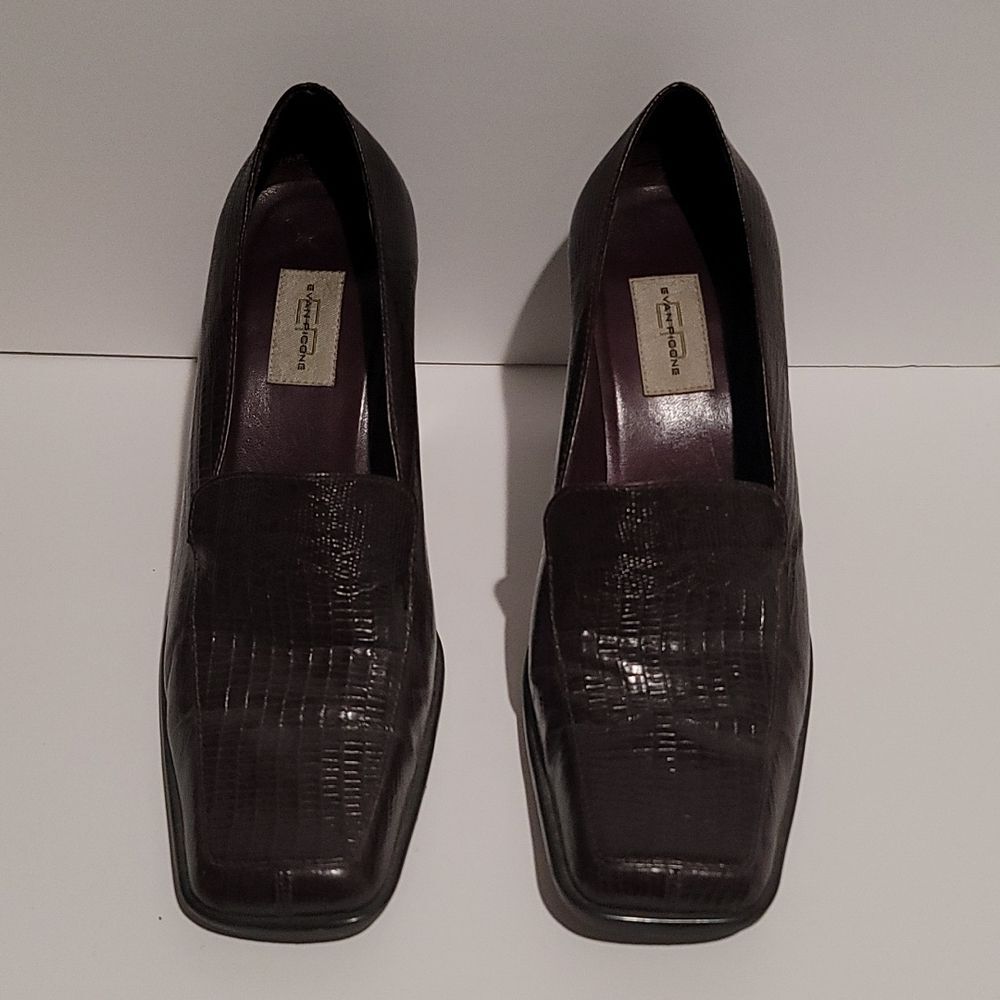 Vintage Evan Picone Brown Alligator Skin Pattern 7.5 Heels
